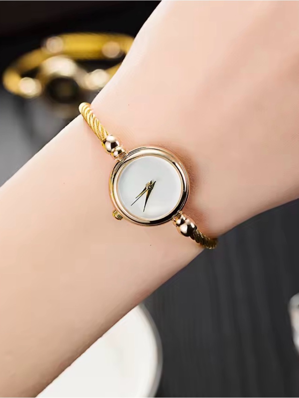 Gold-Tone Women's Minimalist Bracelet Watch